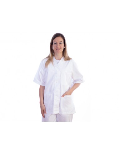 VESTE À BOUTONS PRESSION - coton/polyester - femme XS blanche