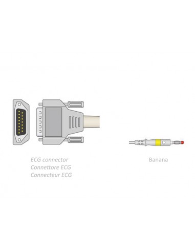 ECG PATIENT CABLE 2.2 m - banana - compatible Biocare, Edan, Nihon, others