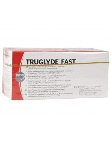 TRUGLYDE FAST ABSORB. SUTURE gauge 4/0 circle 3/8 needle 20mm - 75cm - undyed