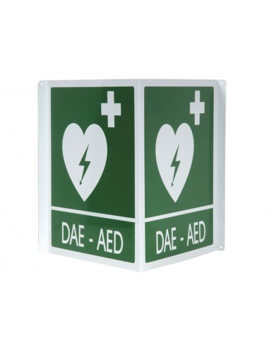 PANNEAU DOUBLE DAE-AED EN ALUMINIUM 34x36 cm pour défibrillateurs