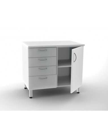 DOUBLE BASE UNIT 4 drawers + 1 door with 2 shelves - white