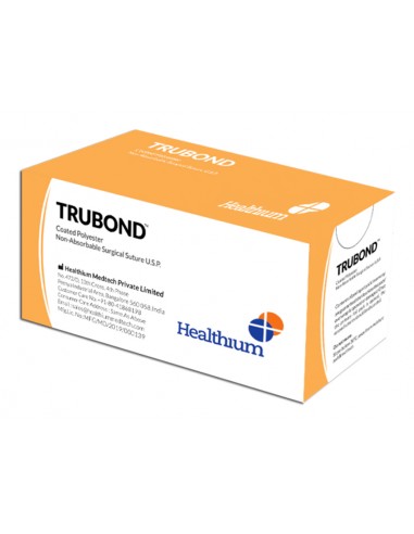 SUTURE TRUBOND NON RÉSORB. calibre 2/0 forme 1/2 aiguille 17 mm - 90 cm -vert