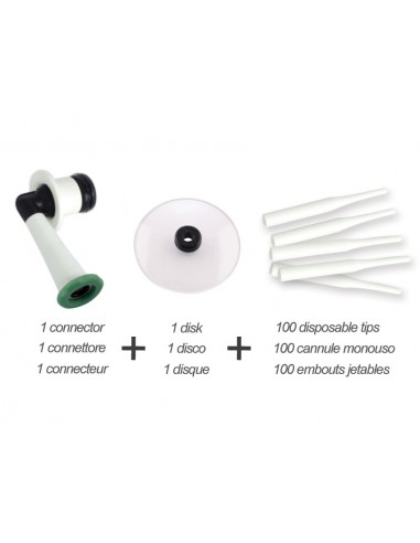 DISPOSABLE TIPS SET (100 tips, 1 disk, connector)