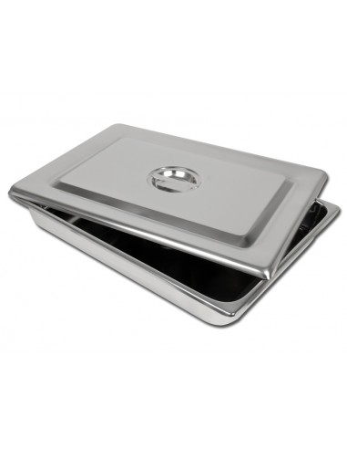 S/S INSTRUM. TRAY WITH LID - 440x320X64 mm