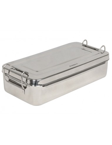 STAINLESS STEEL BOX - 25x12.5x4.6 cm - handle