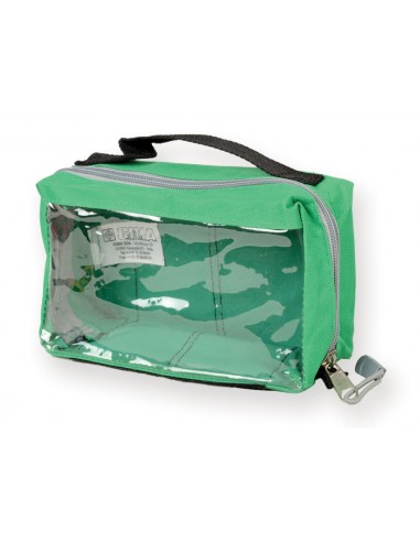 E1 RECTANGULAR POUCH with window and handle - green