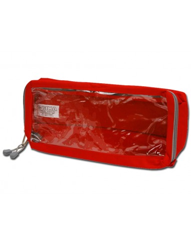 E4 RECTANGULAR POUCH long with window - red