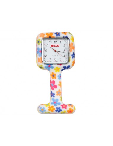 SILICONE NURSE WATCH - square - flowers