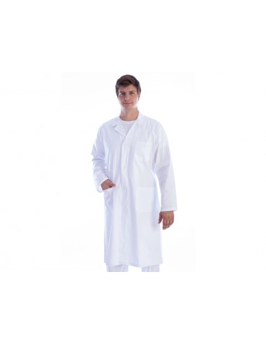TABLIER MÉDICAL BLANC - coton/polyester - homme taille S