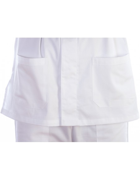 VESTE À BOUTONS PRESSION - coton/polyester - unisexe L blanche