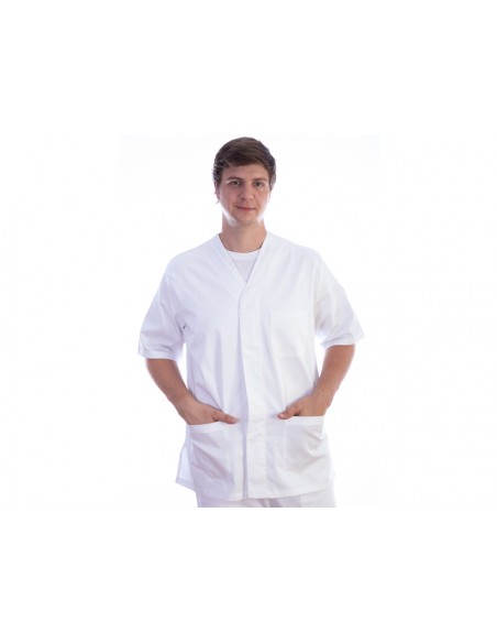 VESTE À BOUTONS PRESSION - coton/polyester - unisexe XL blanche