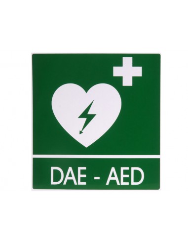 PANNEAU DE SIGNALISATION DAE-AED EN ALUMINIUM 29x36 cm pour défibrillateurs