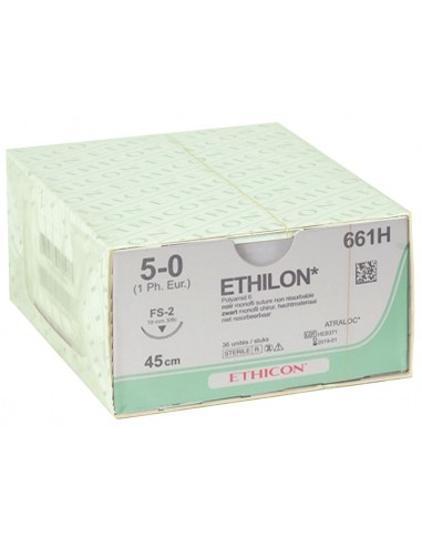 SUTURES MONOFILAMENT ETHICON ETHILON - capacité 5/0 aiguille 19 mm