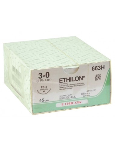 SUTURES MONOFILAMENT ETHICON ETHILON - capacité 3/0 aiguille 24 mm