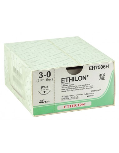 ETHICON ETHILON MONOFILAMENT SUTURES - gauge 3/0 needle 19 mm