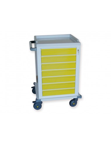 MODULAR TROLLEY painted steel with 7 small drawers
