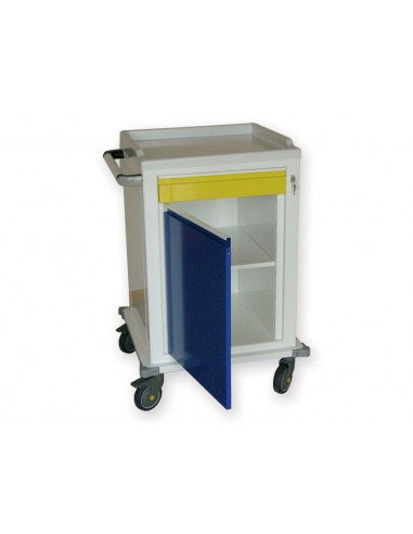MODULAR TROLLEY painted steel with 1 drawer + 1 shelf