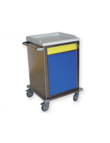 MODULAR TROLLEY stainless steel with 1 drawer + 1 shelf
