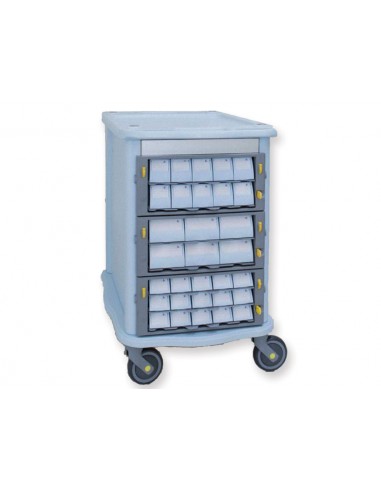 DOUBLE FACE PHARMACY TROLLEY - 60 small drawers