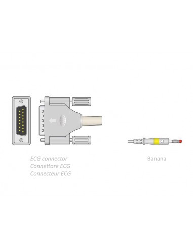 CÂBLE PATIENT ECG 2,2 m - banana - compatible avec Camina, Colson, ST et autres