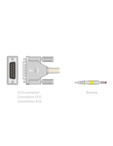 ECG PATIENT CABLE 2.2 m - banana - compatible Camina, Colson, ST, others