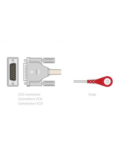 CÂBLE PATIENT ECG 2,2 m - snap - compatible avec Camina, Colson, ST et autres