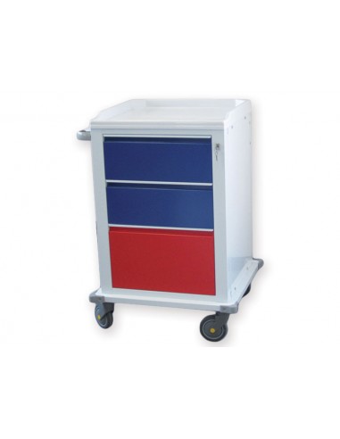 MODULAR TROLLEY painted steel with 2+1 drawers