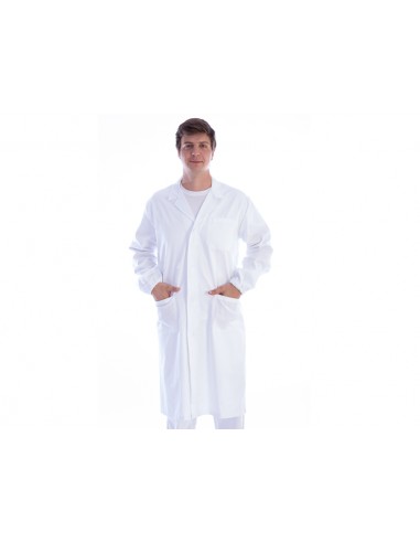 WHITE COAT WITH STUD - cotton/polyester - unisex size XXXL