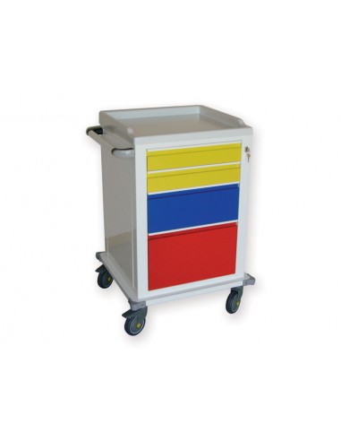 MODULAR TROLLEY painted steel with 2+1+1 drawers